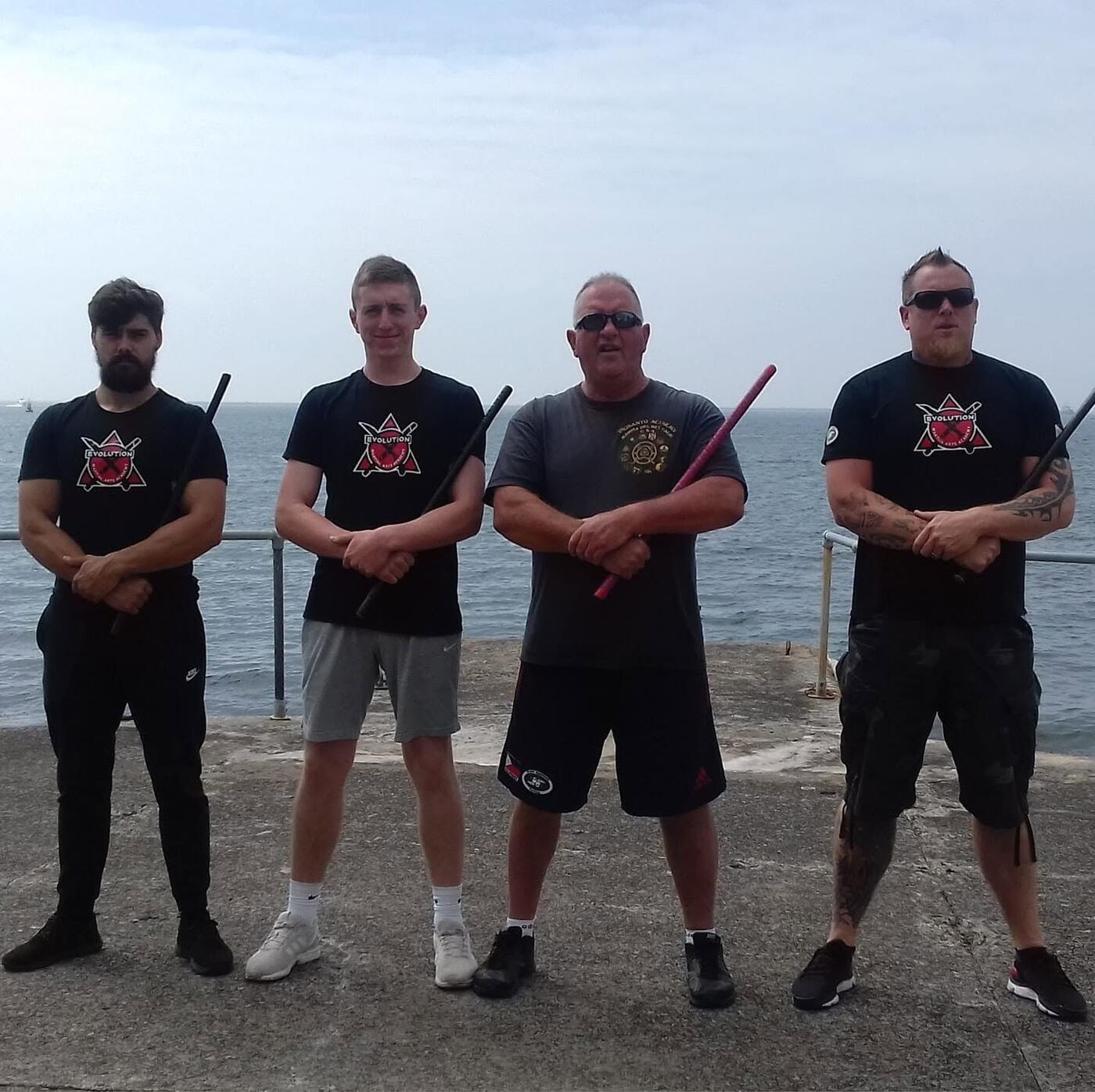 Stick training by the sea